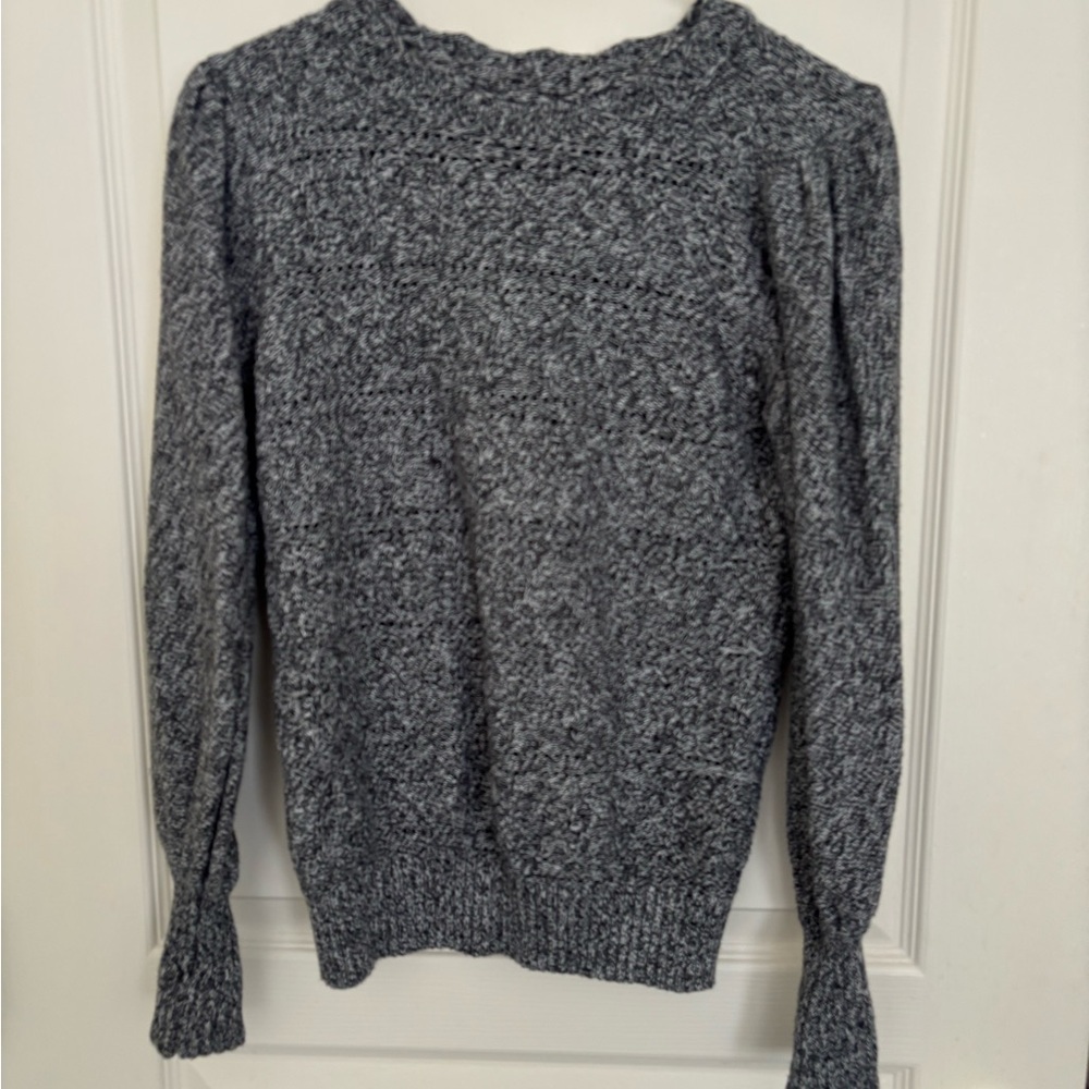 LOFT Women's Gray Sweater Scalloped Neckline XS